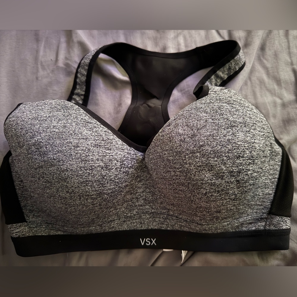 VSX Victorias Secret Black and Gray Sports Bra 38C EUC